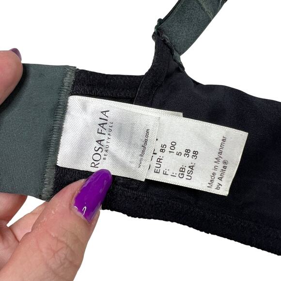 Rosa Faia Underwire Full Coverage Spacer Bra Leopard Print Green Black 38F - Picture 5 of 6